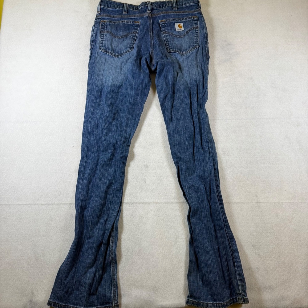 Carhartt Womens Original Fit Bootcut Jeans Medium Wash Blue Denim 10 x 34 - Picture 2 of 5